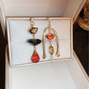 🍏50% OFF/3+...Asymmetrical Geometric Crystal Dangle Earrings